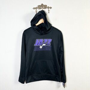 NBA Utah Jazz Basketball Hoodie Youth Size L 14/16 Black New Pullover